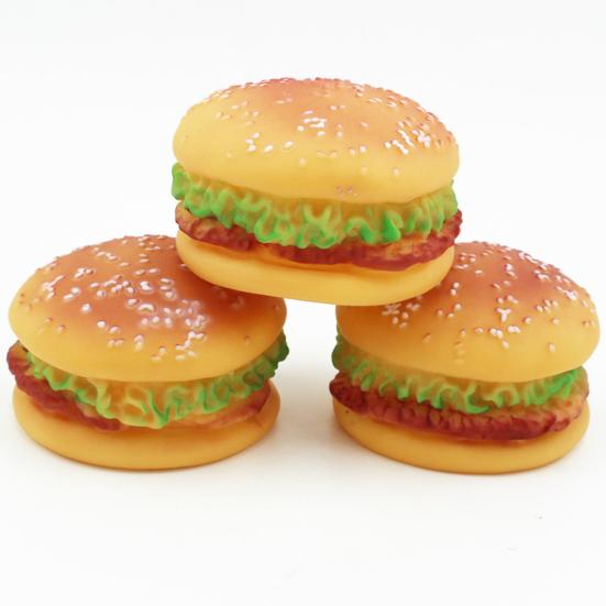 2 PEZZI Giocattolo Squeaky per Cani a Forma di Hamburger Vinile Non Tossico Giocattolo da Masticare e Giocare per Animali Domestici per la Pulizia dei Denti e il Gioco Attivo