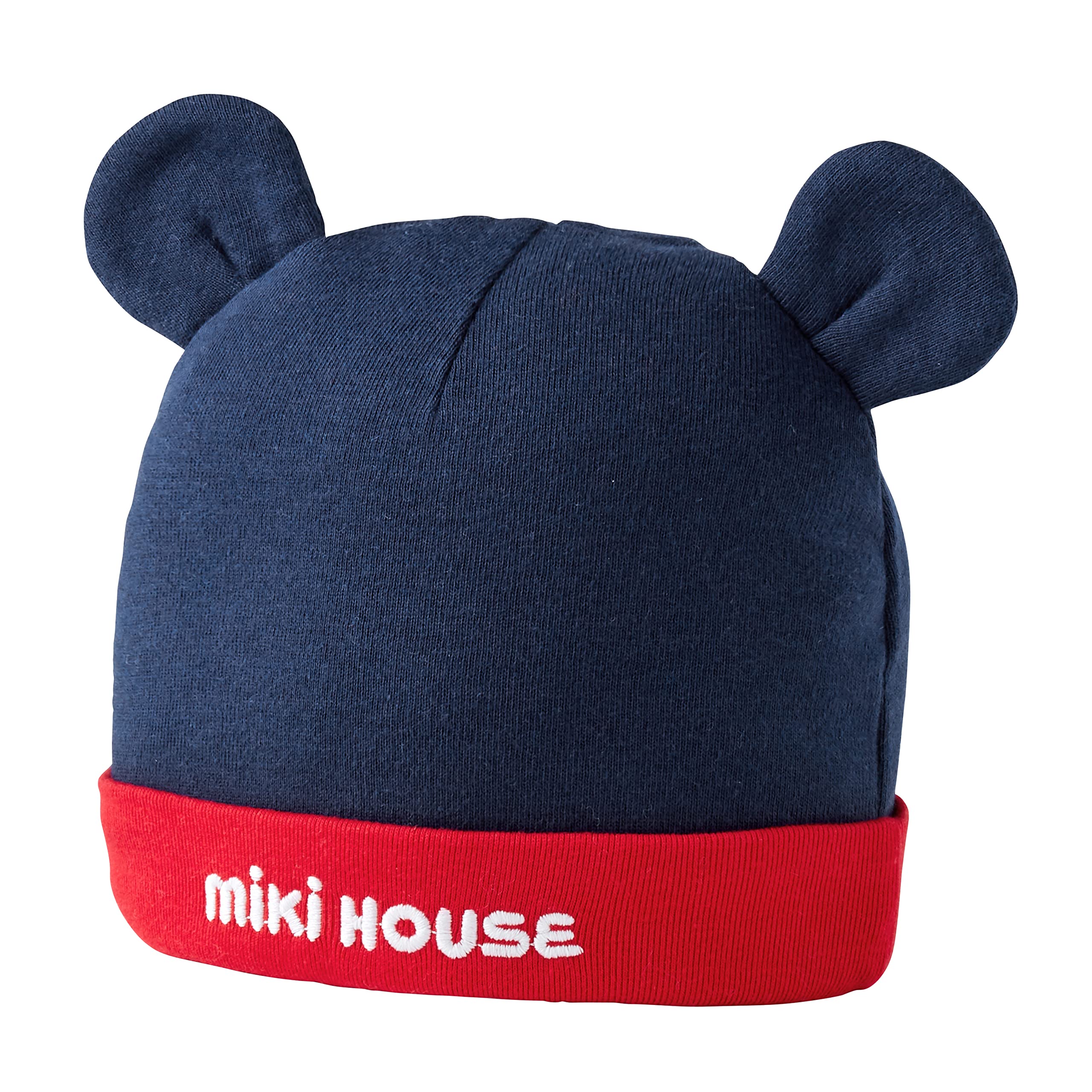 

Hood Hat Logo Boys Girls Newborn Baby Made in Japan Baby Clothes Clothes Free Red x Navy [MIKI HOUSE] Children s 40-9237-577 (36-40cm)