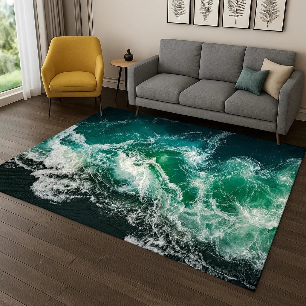 Ocean Waves Sea View Pattern Carpet Rug for Bedroom Living Room Sofa Doormat Home Kitchen Decor Home Carpets for Living Room