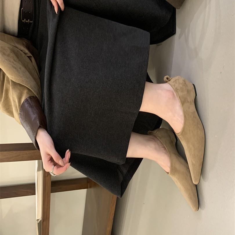 2025 autumn new retro suede square head low heel single shoes women's new versatile commuter grandma shoes are trendy