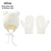 1-4 Years Fleece Lined Winter Earflap Beanie Hat Kids Hat Gloves Set Pom Pom Hat Mittens