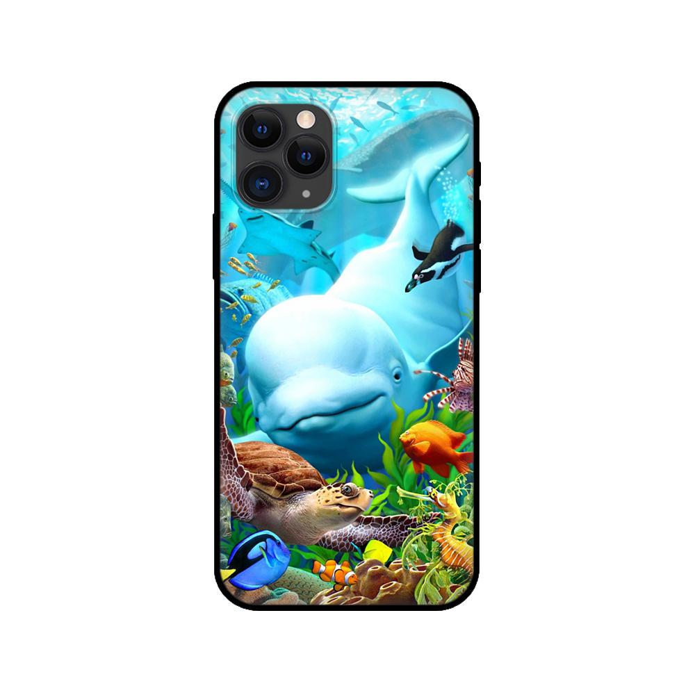 Schwarze TPU-Hülle für iPhone 5 5s se 2020 6 6s 7 8 plus x 10 XR XS 11 12 13 mini pro MAX Rückseite Ozean Delfin Tanzen Springen