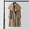 Men's Asymmetrical Long Cashmere Coat with Stand Collar and Belt - Plus Size, Loose Fit Outerwear for Autumn and Winter.