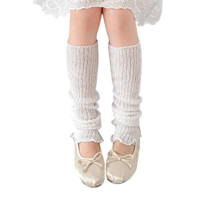 Children's Lightweight Socks Cover Leg Warmer with Ruffled Edges Macaron Color for Girls Spring Summer Wear