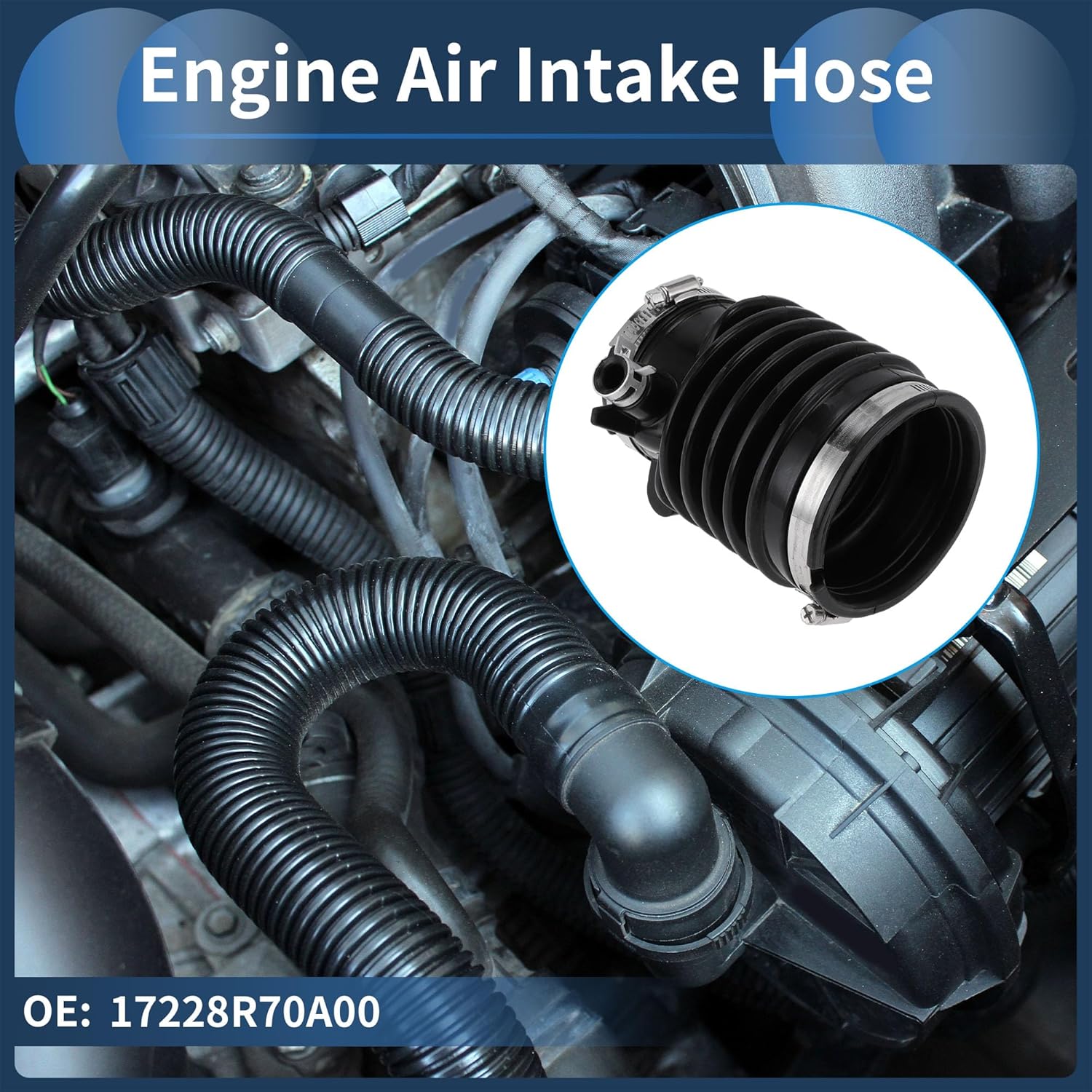 Engine Air Intake Hose for Acura TL 2009-2010 Air Intake Duct No.17228R70A00 Rubber 1 Pc Clamp