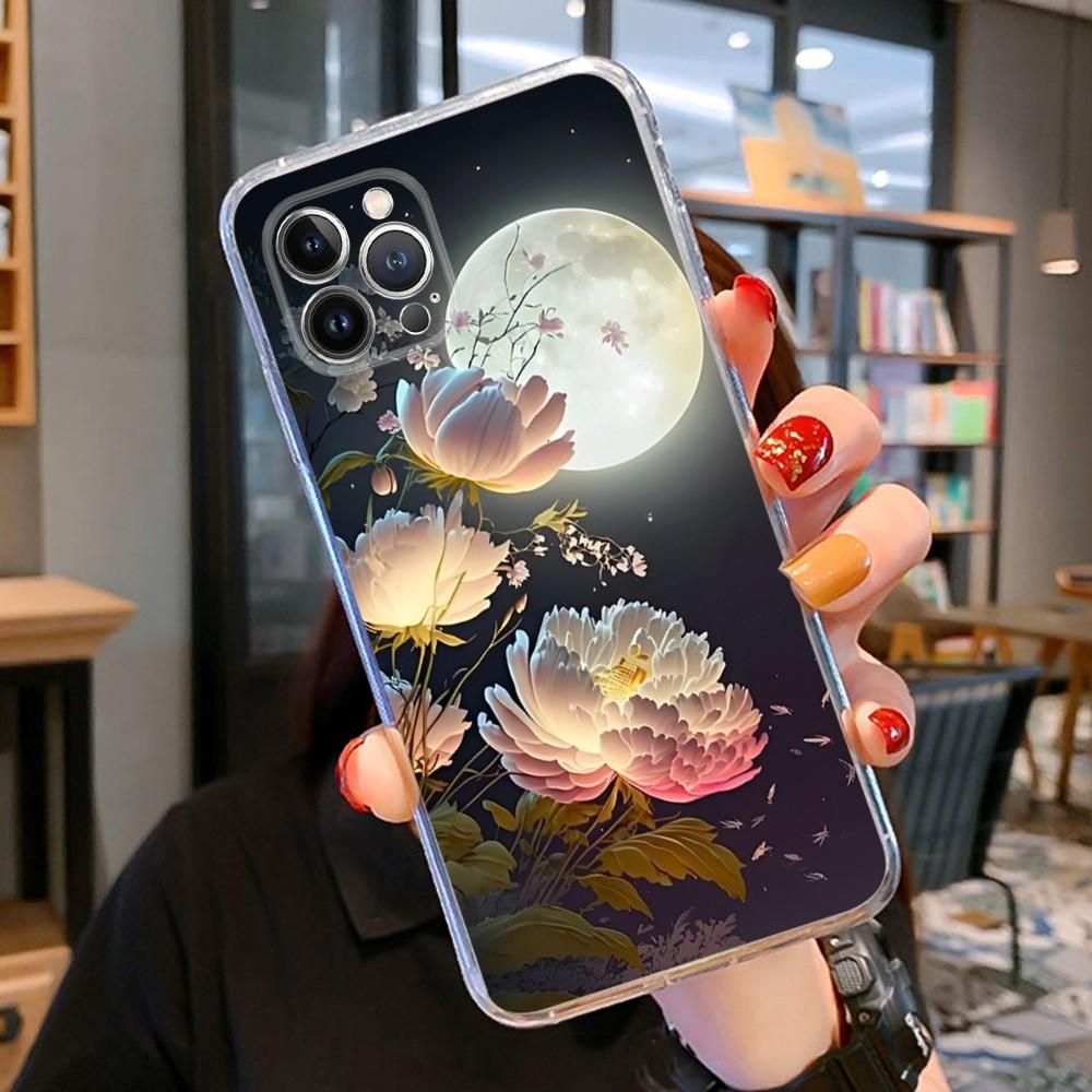 Luxury Moon Phone Case For iPhone 14 11 12 13 Mini Pro XS Max Cover 6 7 8 Plus X XR SE 2020 Funda Shell