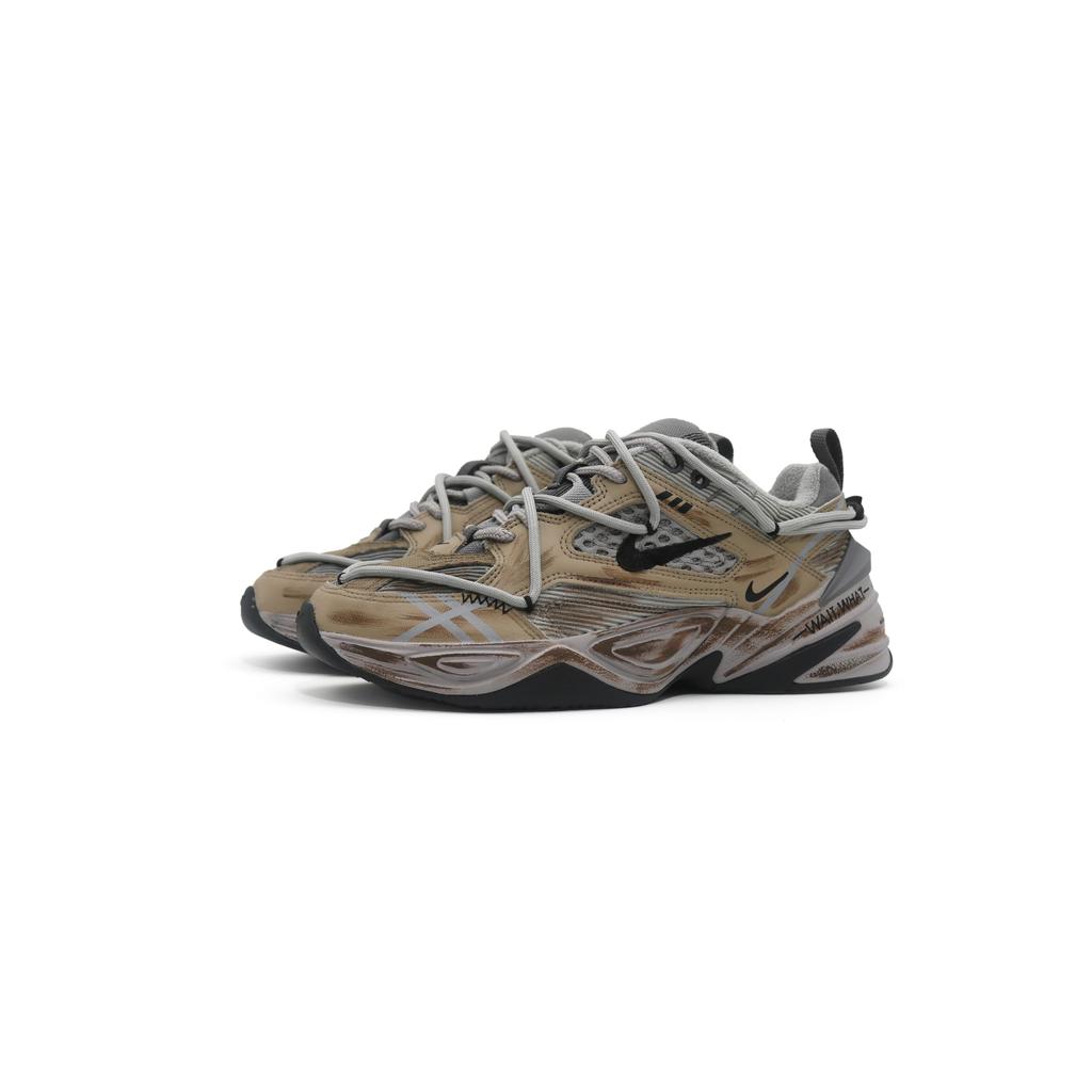 Nike M2K Tekno Slip Resistant Low Top Chunky Sneakers Unisex Gray Brown BV0074-001(Team1306-)