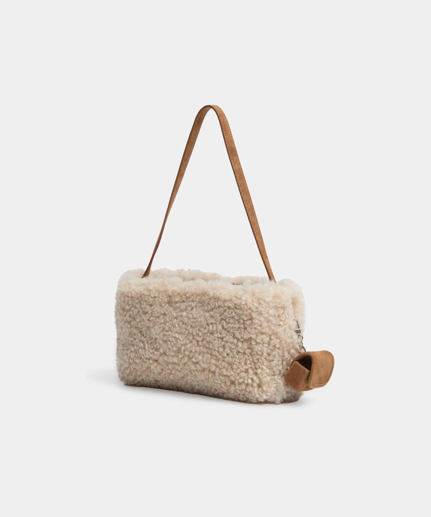 Coor Women Curly Faux Fur Shoulder Bag (Beige)