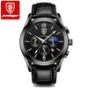 Poedagar 829 Luxury Men Watch Chronograph Quartz Movement Leather Band Waterproof Luminous Business Casual Wristwatch