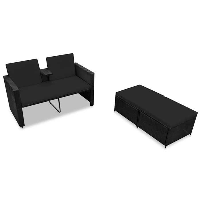 Maison Exclusive - Salon de jardin 3 pcs avec coussins Résine tressée Noir