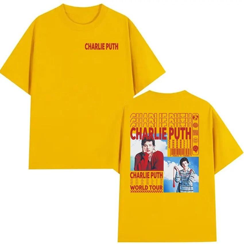 Unisex Fashion Vintage Oversized Cotton Tshirt Streetwear Rapper Charlie Puth Whatevers Clever World Tour 2026 Graphic T Shirts