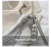 Women's Summer 2026 Trendy Crossbody Bag: Pleated Pearl Handbag with Cute Bow