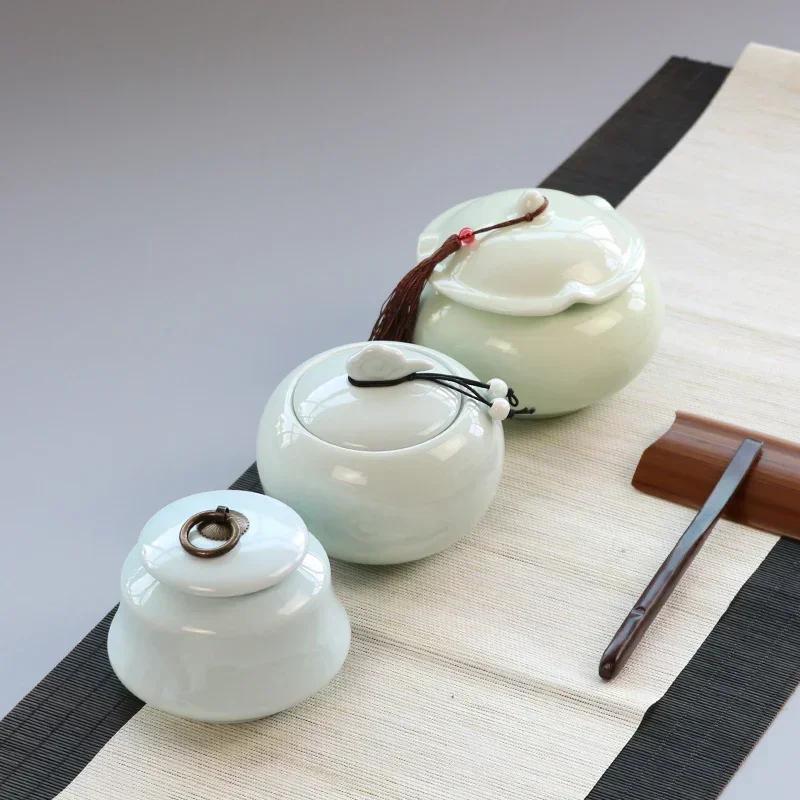 Canister for Loose Tea, Chinese Porcelain Puer Tin, Caddy, Ceramic Canister, Airtight Coffee, Household Jar, Storage Container