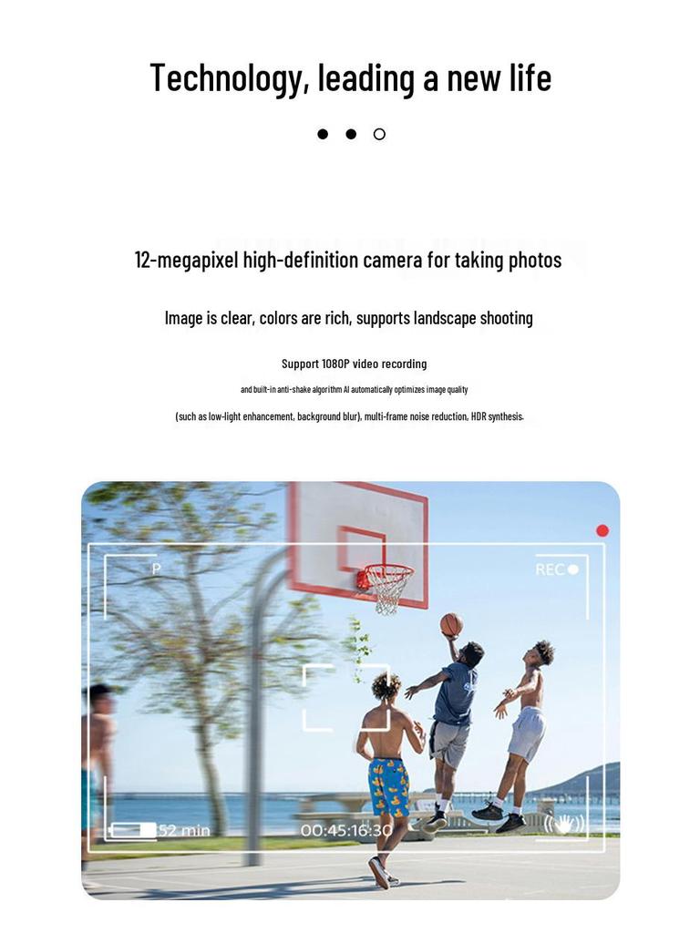 AI Smart Translation Glasses with 1200W Camera, Image Recognition, Recording & Replaceable Myopia Lens