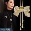 A Two-Wear Autumn And Winter Versatile Long Diamond Bow Sweater Chain For Women'S Niche Fringed Necklace For Women