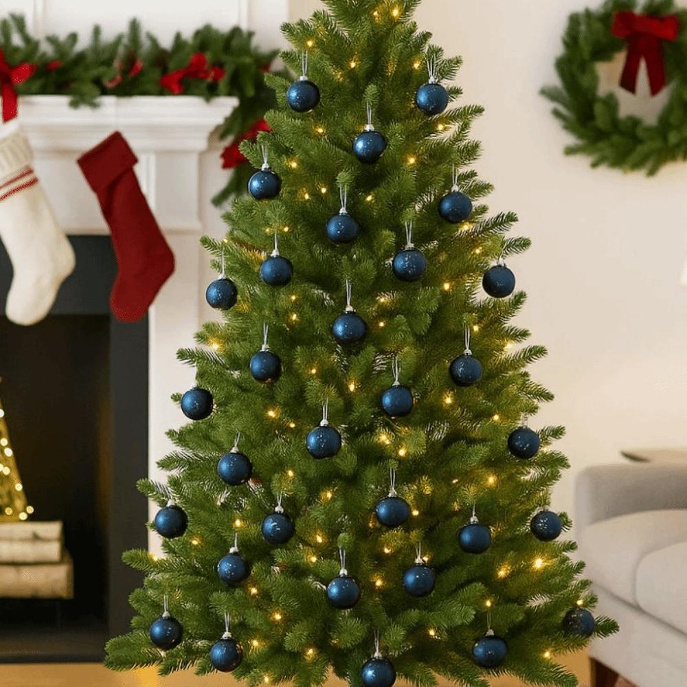 6Pcs Red/Blue Mirrored Christmas Balls 6cm Christmas Hanging Balls Snowflake Christmas Ball  Gift