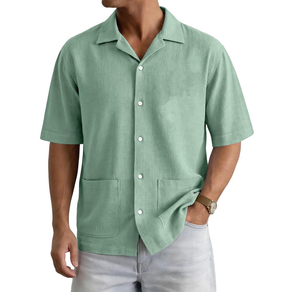Men's Casual Pocket Collar Short-Sleeve Shirt