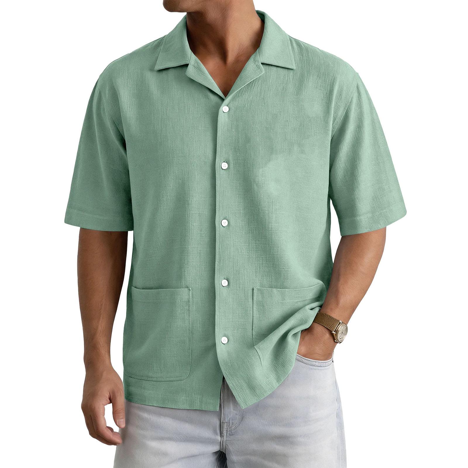 

Мужская повседневная рубашка с карманом и воротником, с коротким рукавом XXXXXL