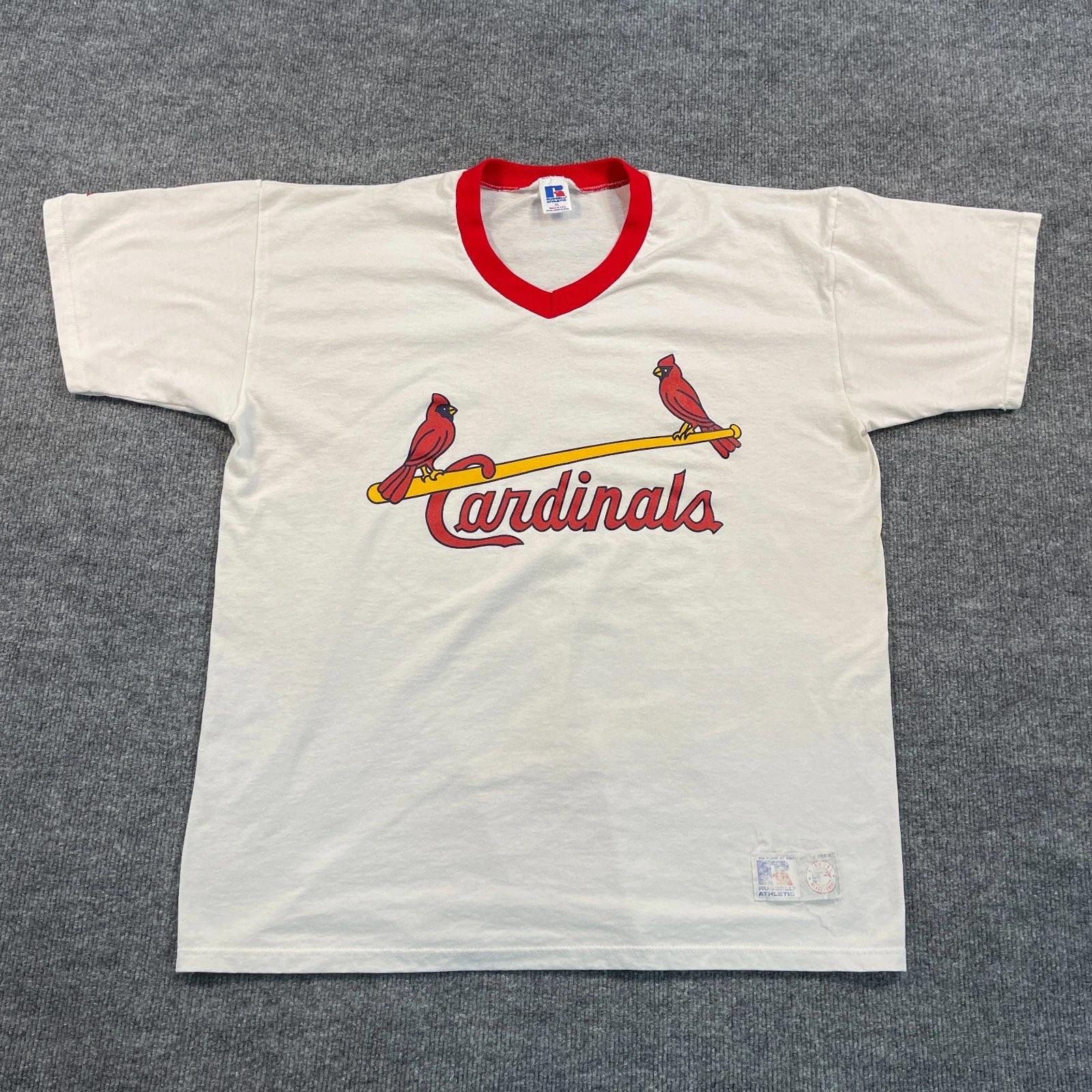 

Vintage 80s Russell-Athletic St. Louis Cardinals Ringer Shirt XL 23x29 White Red S
