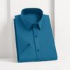 New Men's Business Casual Solid Color Short Sleeved Shirt for Summer Fashion No Ironing Comfortable and Versatile Top