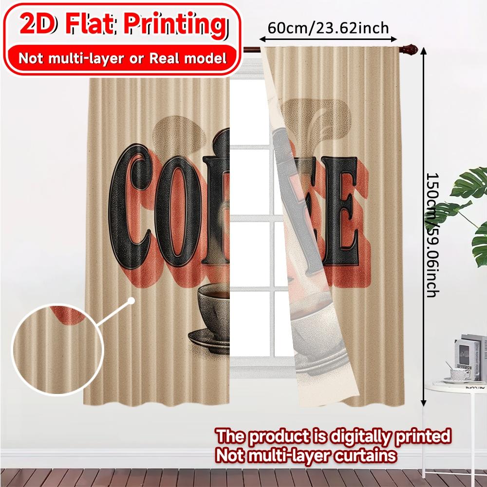 Flat Printing Coffeewhirl Popular Curtain Polyester Curtains Decorations Inside Use Bedroom Set Of 2 Made Washable Sleeping Area Ready