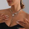 Elegant Tassels Drop Necklace With Flying Bird Pendant Double Strand Designs Adjustable Length Neckchain