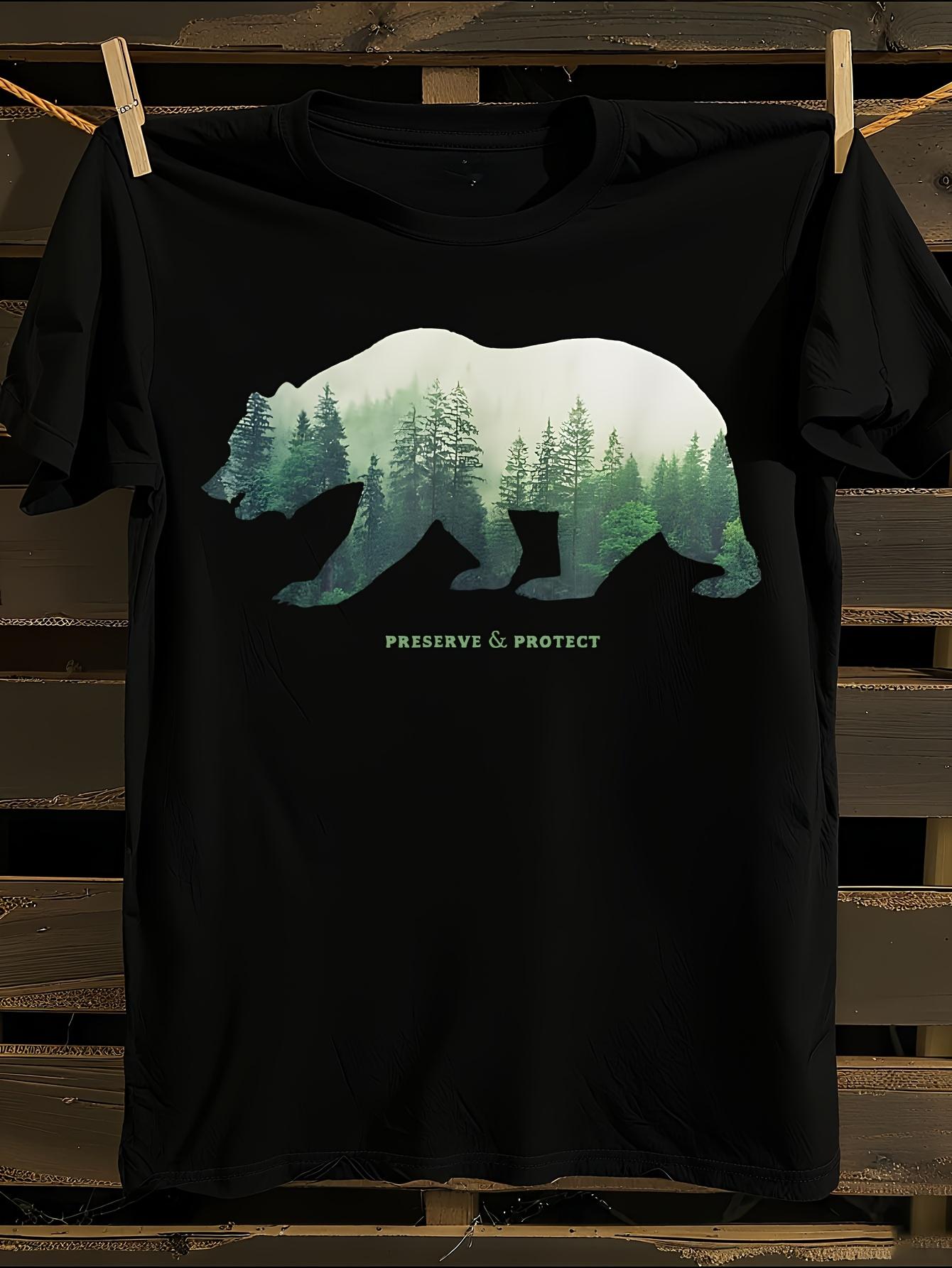1pc Bear Forest Print Tshirt S