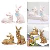 2x Rabbits Statue Rabbits Sculpture Garden Art Decoration Elegant Resin
