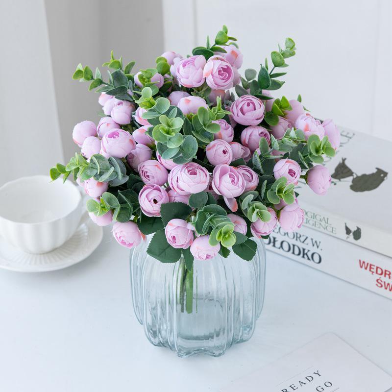 Exquisite Eucalyptus Rose & Camellia Bud Bouquet - Artificial Floral Home & Wedding Décor