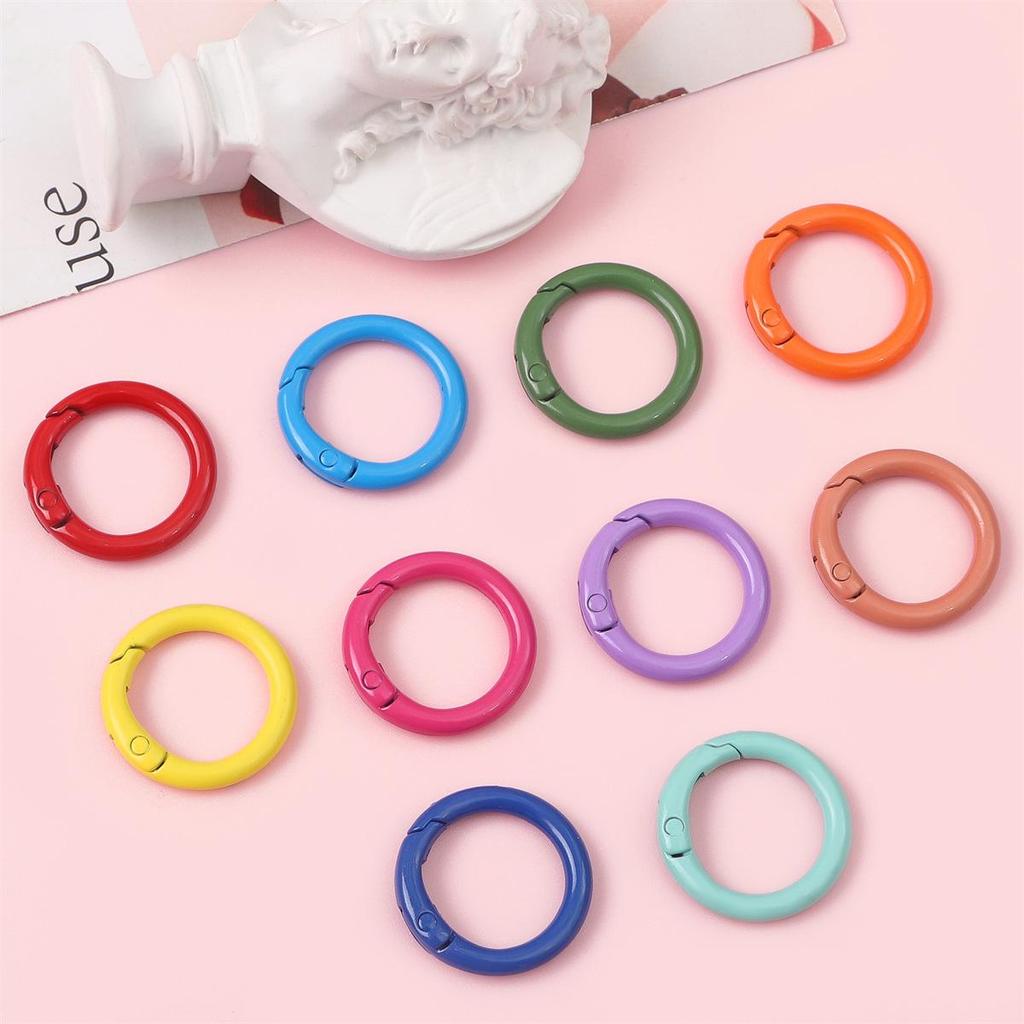25mm Japanese & Korean Colored Alloy Keychain: Round Spray Paint Metal Ring for DIY Jewelry & Phone Accessories