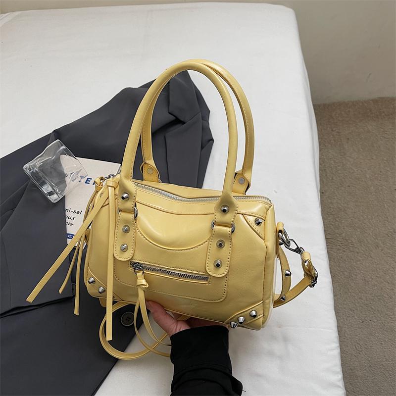 Borsa a Spalla Grande Capacità Monocolore Vintage