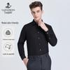 Langdeng Men's Merino Wool Blend Stretch Business Long-Sleeve Shirt