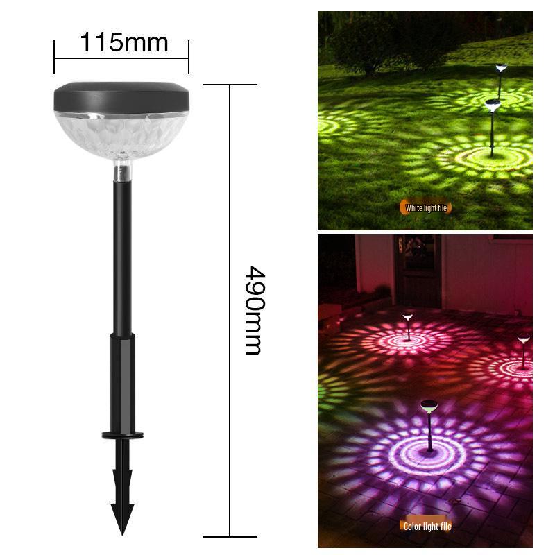 Красочный солнечный проекционный светильник для газона и сада с колышком для грунта