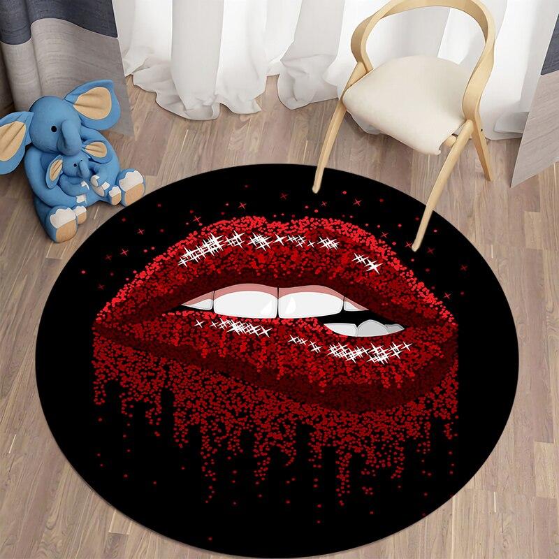 Black Cat Kawaii HD Printed Round Carpet for Living Room Rugs Camping Picnic Mats Flannel Anti-Slip Rug Yoga Mat Stranger Things