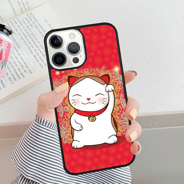 Cute Lucky Cat Phone Case Cover For iPhone 17 Air 16 15 14 Plus Apple 16 11 12 13 Pro Max Coque