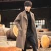 Coat Men's Medium and Long Winter Korean Version Nizi Jacket No Cashmere Herringbone Trench Coat