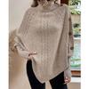 Damen S Herbst Winter Gestrickter Umlegekragen Fledermausärmel Umhang Pullover