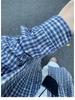 Women's Early Autumn Casual Blue Plaid Jacket-Shirt, American Retro Style