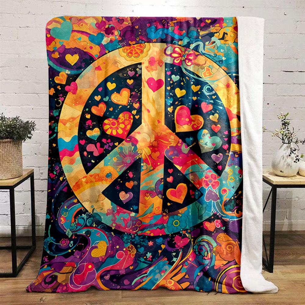 Colorful Peace Sign Blanket for All Seasons Blanket Lunch Break Throw Gift