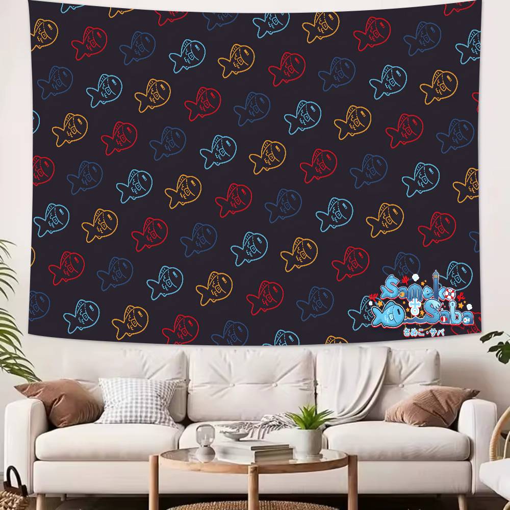 Virtual Artists Kawaii Hot Sameko Saba Tapestry Popular Room Decoration Wall Tapestry Art Room Home Decor Wall Art Decor