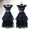 Adams Family Wednesday Dance Dress Cosplay Costume Gothic Long Dress Halloween Role Play Outfit