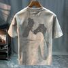 Cotton Round Neck Trendy Tops, Fashionable and Versatile Men's T-shirts, Loose Printed Short Sleeves for Couples