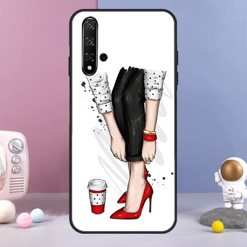 High Heels Girl Fashion For Huawei Nova 11 Pro 9 10 SE Y60 Y70 Y90 Y61 Y91 Y73 Y72 12i 11i 8i P20 P40 P30 Lite Case