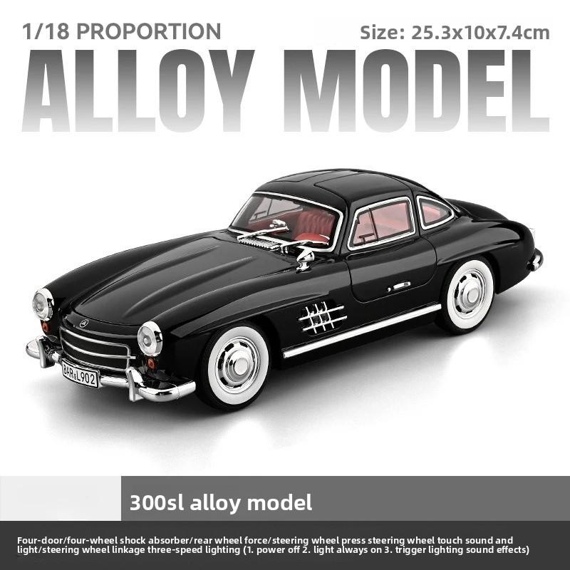 1:18 Mercedes-Benz 300SL Supercar Alloy Car Model Sound and Light Pull Back Children's Toy Collectibles Birthday Gift