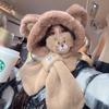 Warm strawberry bear three-piece bear hat scarf gloves integrated women's autumn and winter versatile cute plush ear protectors