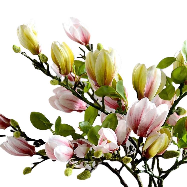 Realistic Magnolia Faux Flower Decor for Living Room or Dining Table