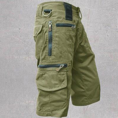 Men Cargo Shorts Summer Cotton Casual Shorts Men Loose Multi Pocket Short Pants Man Knee Length Trousers No Belt Plus Size