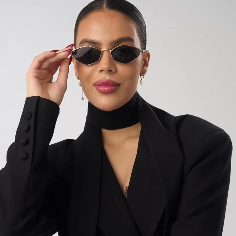 3pcs Fashion Polygon Small Frame Sunglasses Retro UV Protection Metal Frame Sun Glasses Personalized Brand Design