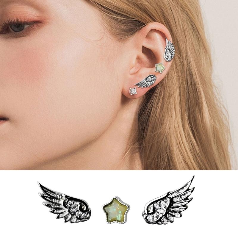 Lightweight Comfortable Star Angel Wing Studs Earrings Stylish Ear Accessories for Daily Wear Travel and Gifting