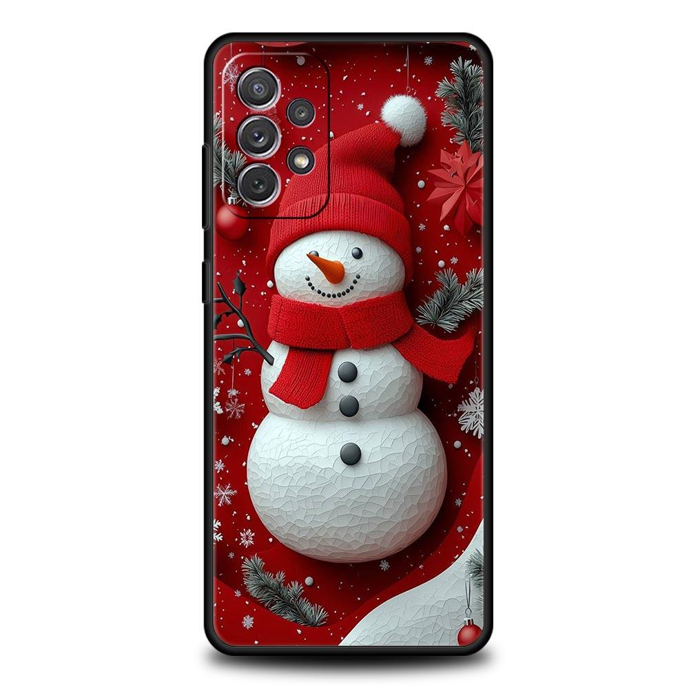 Christmas Snowman Phone Case for Samsung Galaxy A55 A35 A17 A07 A15 A13 A25 A51 A71 A72 A73 A32 A52 A52S A41 5G Soft TPU Shell